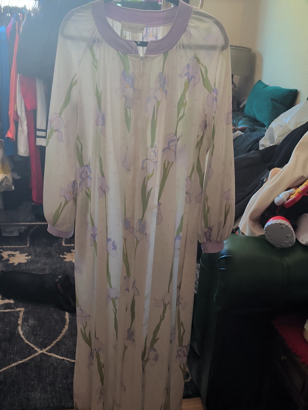 Dior Cream Maxi Dress with Lavender Floral Print